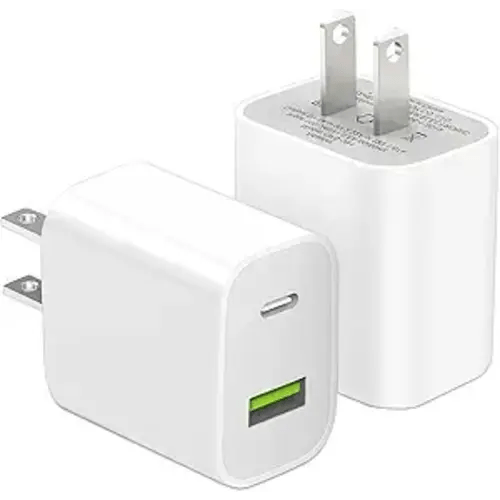 2 Pack USB C Charger Block, Dual Port Type C Wall Charger Fast Charging 20W Power Adapter Cube for iPhone 14/14 Pro/14 Pro Max/14 Plus/13/12/11, XS/XR/X, iPad, Samsung, More