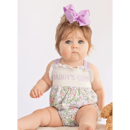 DADDY'S GIRL Petal Hem Smocked Ruffle Bubble Romper