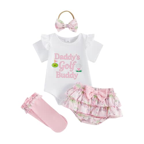 BemeyourBBs Newborn Baby Girl Clothes Romper Shorts Set Leg Warmer Headband | Newborn Baby Girl Outfit for Spring Summer, Romper Bloomers Shorts Set Leg Warmer Headband Infant 4pcs Clothes, for Photos