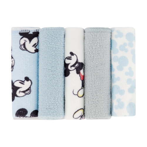 Disney Baby Mickey Mouse Hooded Towel with 5 Piece Washcloth Set, Cool Style Print, GS71795