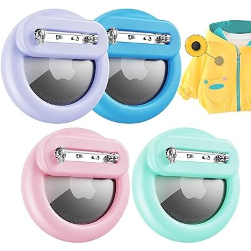 Apple Airtag Holder for Kids, Air Tags-4 Pack Apple Kids Hidden Case, Airtag Tracker Holder with Safety Pins for Children Travel, Hidden Inside Clothes, Shoe, Backpack(Pink+Purple+Green+SkyBlue)