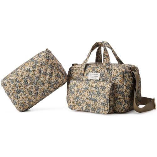Quilted Diaper Bag Tote Floral Baby Hospital Bag Cute Mommy Bag Crossbody Pañaleras Para Beb