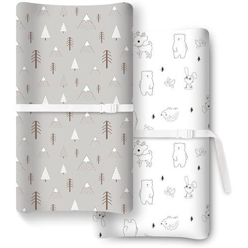 Extra Stretchy Changing Pad Cover, Ultra Soft Premium Jersey Knit Changing Pad Sheets, Unisex for Boys Girls, Fits All Standard Changing Tables/Dresser Tops - 2 Pack