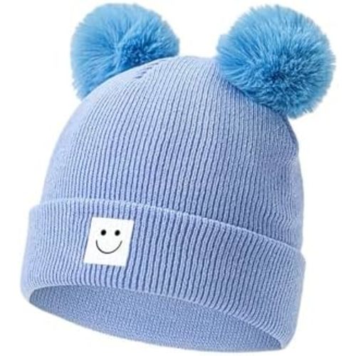 AZJ Baby Beanie Hat Toddler Infant Winter Knitted Hat Kids Soft Warm Pom Pom Beanie Cap for Boys Girls