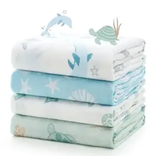 Momcozy Muslin Swaddle Blankets, Ultra Soft Neutral Registry Essentials, Marine Sea Sprite Magic, Breathable Large 47'' x 47'' Newborn Boys Girls Receiving Blanket