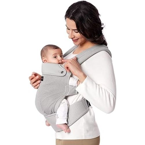 Momcozy Breathable Mesh Baby Carrier, Ergonomic and Lightweight Infant Carrier for 7-44lbs with Enhanced Lumbar Support, All Day Comfort for Hands-Free Parenting, Air Mesh-Grey