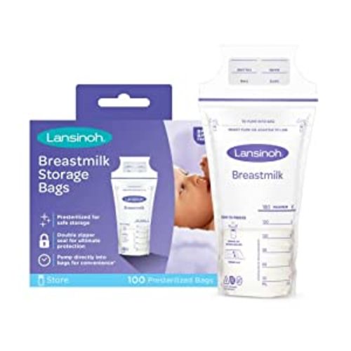 Lansinoh Breastmilk Storage Bags, 100 Count, 6 Ounce, Easy to Use Milk Storage Bags for Breastfeeding, Presterilized, Hygienically Doubled-Sealed, for Refrigeration and Freezing - 100.0
