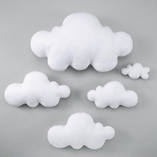 5 Pack Cloud Decor Artificial 3D Fake Cloud Shape Props for Baby Nursery Room Wall Decorations DIY Decorative Ceiling Hanging Ornament for Baby Shower Decor
