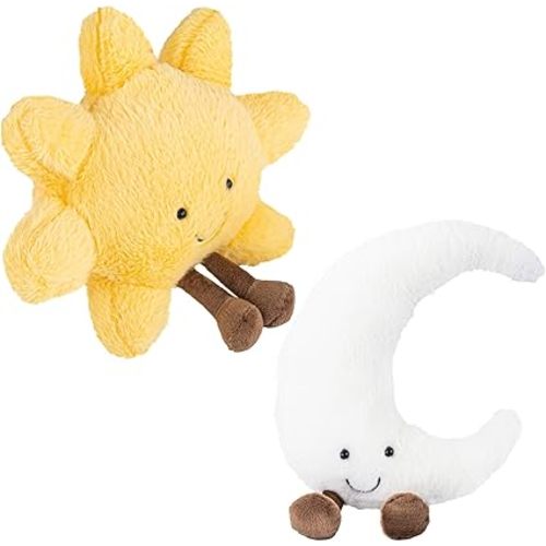 Sun and Moon Plush, Smiling Fun Filled Sun Pillow, 12" Moon and Sunshine Animal Pillow Soft Plush Toy for Children's Birthday Gift (2PCS)
