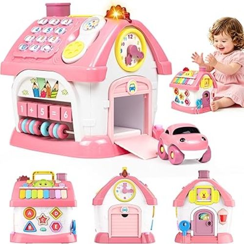 Marstone Toys for 1-2 Year Old Girls, Pink 8-in-1 Musical Learning House