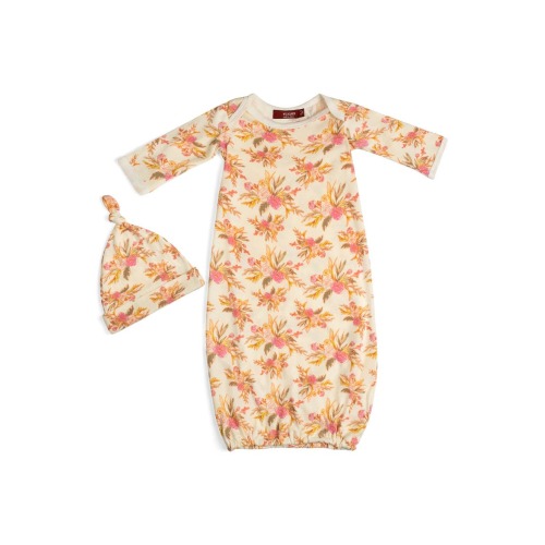 Organic Cotton Newborn Gown and Hat Set