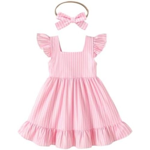 JEELLIGULAR Baby Girl Dresses Strawberry Sundress Toddler Infant Summer Clothes with Cute Bow Headband Playwear Outfits 3-24M