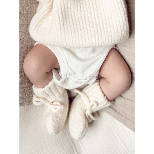 Knit Booties, Ivory