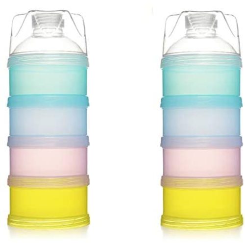Yafeco 2Pcs Stackable Formula Dispenser Bap Free,Detachable Design with Four Folds Baby Feeding Travel Snack Storage Container
