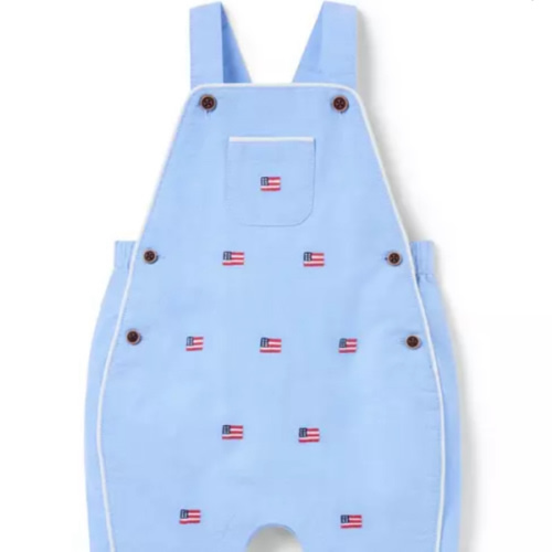 Baby Ocean Air Heather Flag Baby Embroidered Flag Oxford Overall by Janie and Jack