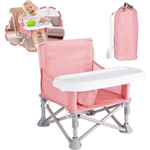 Portable Baby Chair, Folding Booster Seat with Tray, Beach