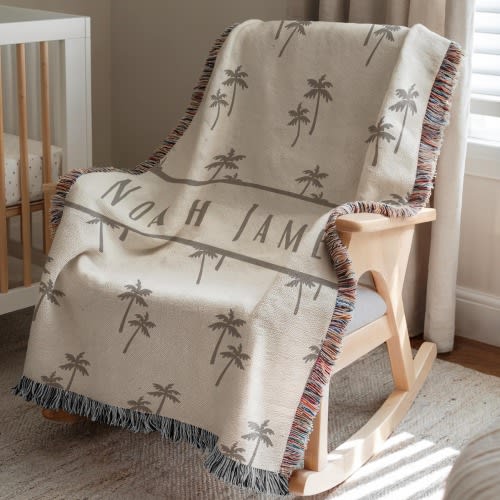Personalized baby name blanket palm tree baby boy boho nursery decor baby shower gift