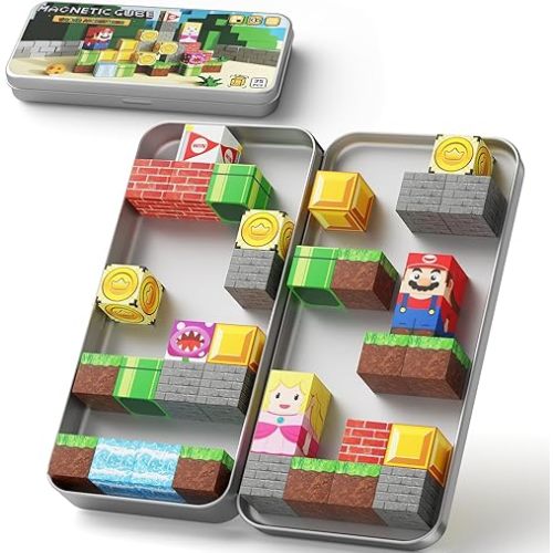 WMXDU Mini Magnetic Blocks, Travel Magnet Building Blocks for Toddlers, 35 PCS Magnetic Building Toys with Portable Iron Box STEM Educational Magnet Toys for Kids Ages 3 4 5 6 7 8 Year Old Boys Girls