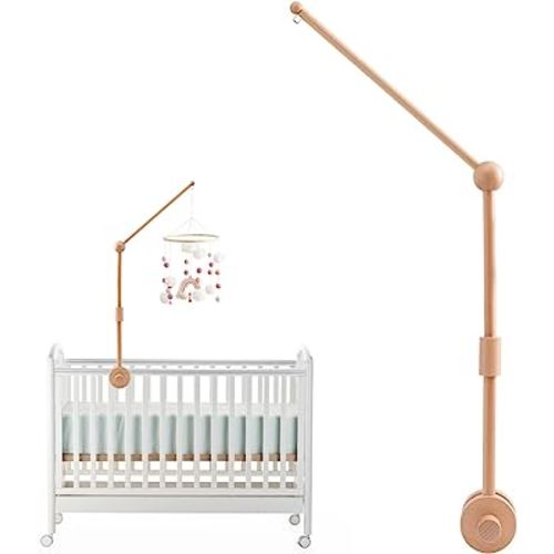 Mobile Arm for Crib, Wooden Baby Mobile Hanger with Anti-Slip Design, Crib Mobile Holder for Hanging Baby Plush Toys as Nursery Decoration (Round Ball Mobile Arm)
