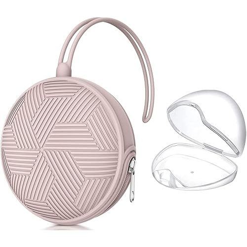 Smlpuame Pacifier Holder Case,Mothers Day Gifts for Mom BPA Free Portable Silicone Baby Pacifier Cover Pouch for Diaper Bag Stroller,Travel Outdoor Activities,Easy to Clean(Pink)