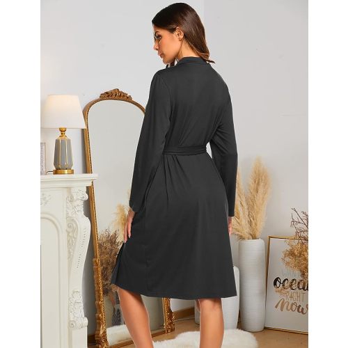 Ekouaer Maternity Robe Labor Delivery Nursing Gown Hospital Breastfeeding Dress Bathrobes - A_dark Grey - XX-Large