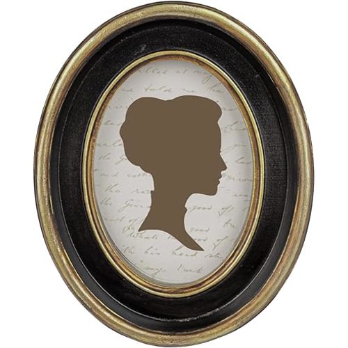 AELS 2.5x3.5 Inch Small Wallet Size Vintage Picture Frame, Elegant Antique Mini Photo Frames with Glass Front, Photo Display, Tabletop Wall Hanging, Gift Ideas, Black Oval with Gold Trim