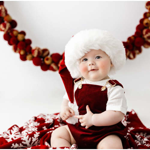 Corduroy Christmas Overalls - Burgundy