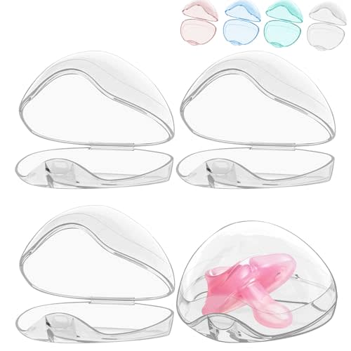 Smlpuame Pacifier Case,4 Pack BPA Free Pacifier Holder Case,Transparent Container Box for Baby Binky（Not Included),Essential Pacifier Accessories,Alway Keep Paci Clean,Easy to Clean(Transparent)