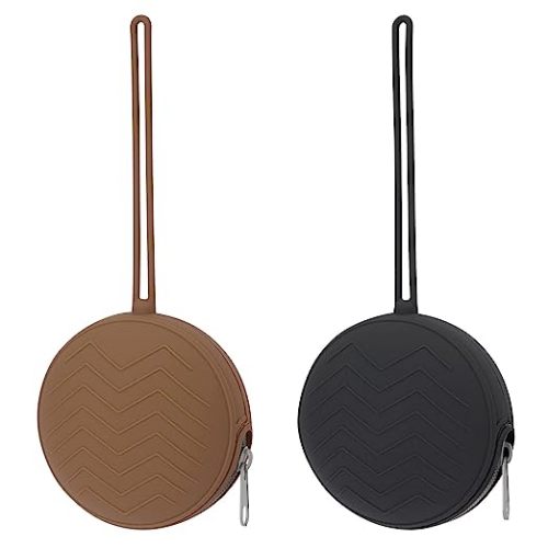 2 Pack Pacifier Holder Case, BPA Free Baby Pacifier Silicone Pouch for Boys & Girls, Portable Container Case (Clay, Dark Grey)