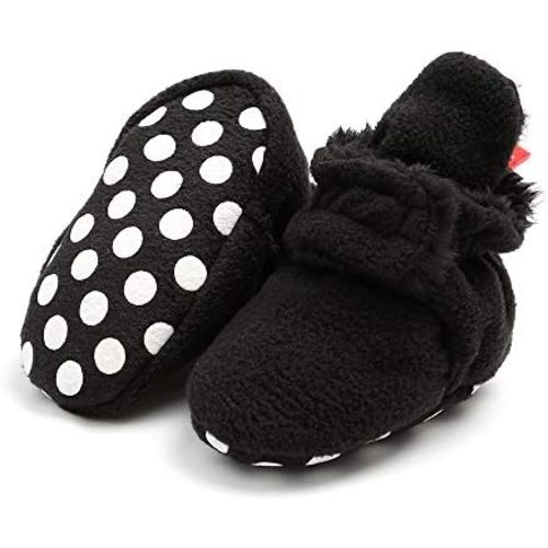 GDSDYM Baby Booties Cozy Fleece Slippers Soft Baby Shoes With Gripper Soles, Winter Warm Infant Newborn Crib Sock Shoes First Walkers