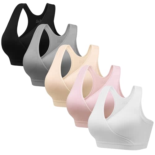 HBselect Nursing Bras for Breastfeeding, Maternity Nursing Sleep Bra Wireless Pregnancy Sleep Bralette 3/5 Pack