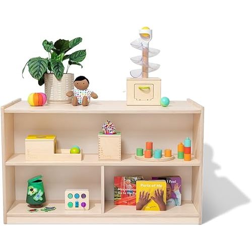 Lovevery, The Montessori Playshelf, 2-in-1 Storage Shelf Makes Toy Rotation and Storage Simple, 100% Birchwood Design