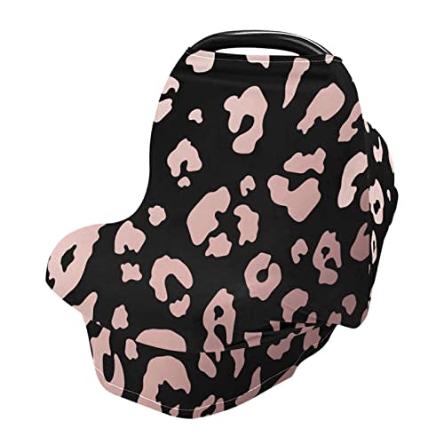 Rose Gold Leopard Print Animal Cheetah Carseat Canopy Cover,Breastfeeding Cover Nursing Cover Scarf Breathable,Baby Car Seat Cover