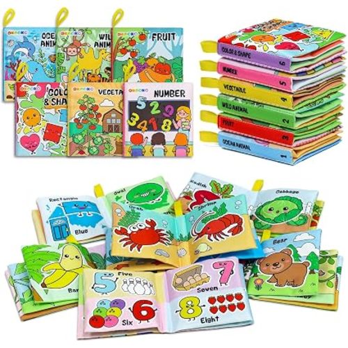 6 Pack Soft Baby Book, Bath Toy, Soft Cloth Book, Crinkle Book | Washable, Nontoxic, High Contrast Baby Book, Educational Learning Toy, Baby Bath Toys, Soft Books for Babies
