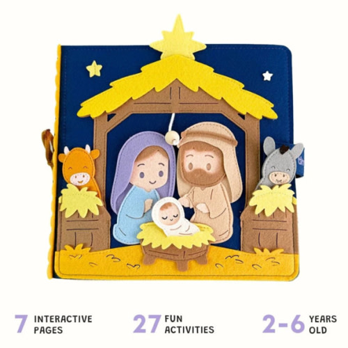 Christmas Bible Stories New Testament Interactive Felt Quiet Books BB2 Handmade Activity Busy Book Educational Christian Toys for Kids – TinyBusy