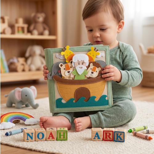 Handmade Bible Quiet Book, Felt Story Book for Toddlers, Christian Busy Book, Baptism Gift, Bible Activity Book