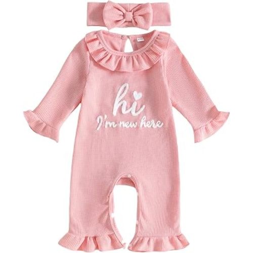 Infant Baby Girl Fall Outfit Romper Jumpsuits Newborn Waffle Clothes