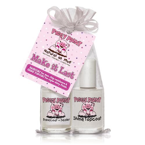Piggy Paint | Girls Nail Polish | Cruelty-free, Vegan, & Low Odor for Kids | Make It Last (Basecoat + Shine Topcoat Set) | Nail Polish for Little Girls & Kids of All Ages, Water Based Formula, Safe, Cruelty Free, & Vegan, Durable Finish, Best Wear