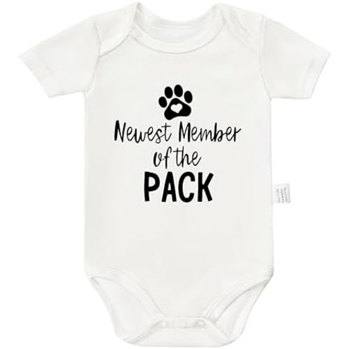 New Member of the Pack Bodysuits, Baby Announcement Unisex Newborn Clothes, Boys Girls Short Sleeve Jumpsuit Outfit