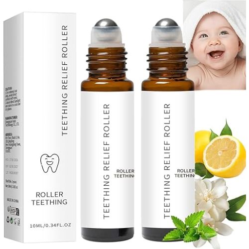 2Pcs Velaria Teething Roller, Velaria Baby Teething Roller, Velaria Natural Pain Relief Roller, Baby Teething Oil Roller, Natural Teething Relief for Babies