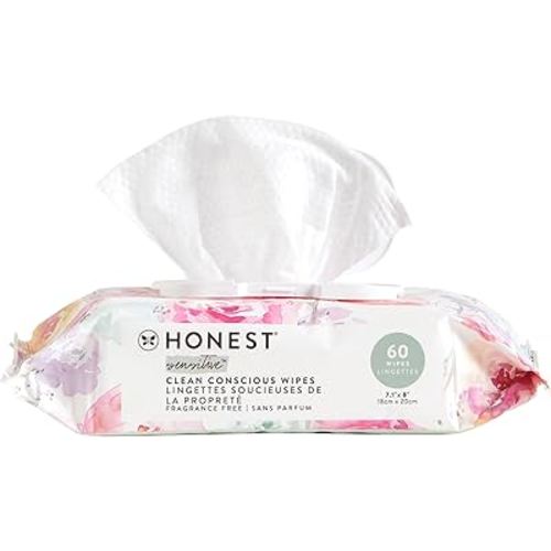 The Honest Company Hypoallergenic Multi-Use Baby Wipes for Sensitive Baby Skin, Rose Blossom, 60 Count