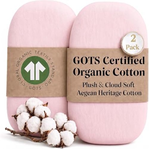2-Pack Organic Cotton Bassinet Sheets for Halo Bassinest, 4moms mamaroo