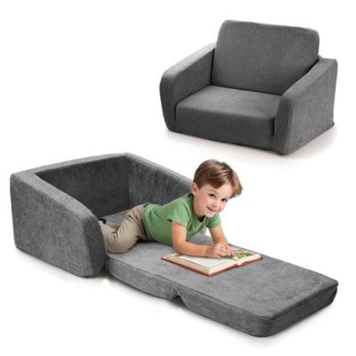 Comfy Kids Chair for Toddlers - 2-in-1 Memory Foam Lounger that Unfolds into a Soft Nap Couch - Modern Fold-Out Sofa for Little Ones