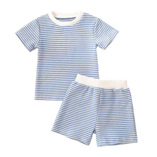 3-6 MONTHS 
CUZIBR Baby Boys Outfits Sets Toddler Casual Summer Striped Short Sleeve T-Shirts Shorts Outfits Breathable Comfortable Unisex Clothes For Daily Wear Relaxed Fit Dailywear For Child