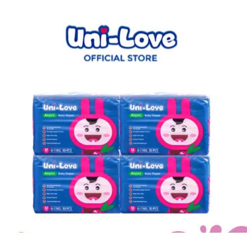 UniLove Airpro Baby Diaper 30's (Medium) Pack of 4