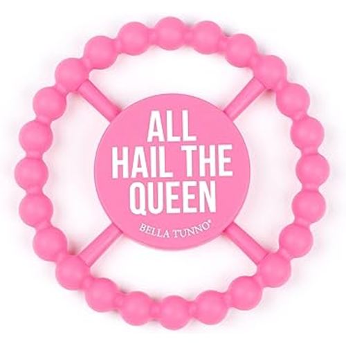 Bella Tunno Happy Teether for Girls– Soft & Easy Grip Baby Girl Teether Toy, Silicone Teether Ring to Help Soothe Gums, Non-Toxic and BPA Free, All Hail The Queen