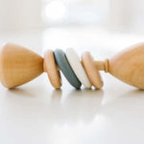 Color Block Classic Baby Rattle - Stone