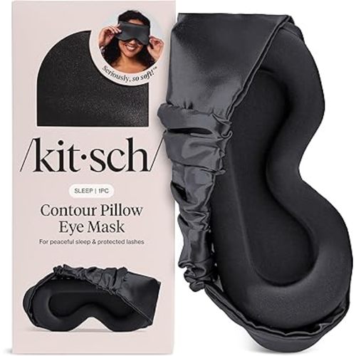 Kitsch Contour Pillow Eye Mask – Softer Than Silk Eye Masks for Sleep, Blindfold Sleep Masks for Women & Men, No Eye Pressure, Lightweight, Eye Care, Travel Essentials - Charcoal