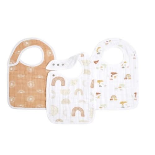 Keep Rising Cotton Muslin Snap Bibs 3pk | aden + anais