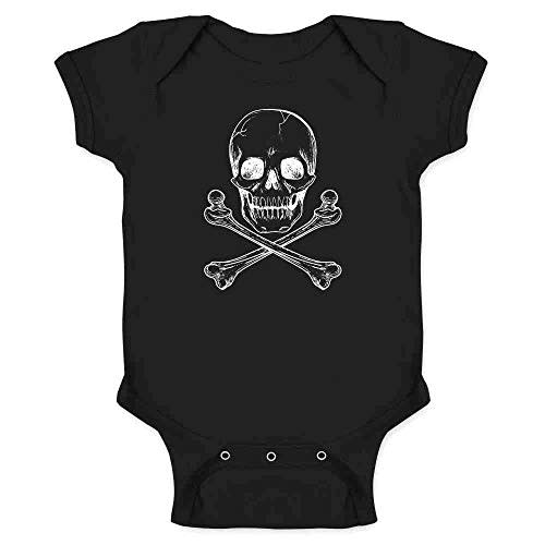 Pop Threads Skull and Cross Bones Poison Classic Retro Creepy Horror Halloween Infant Baby Boy Girl Bodysuit